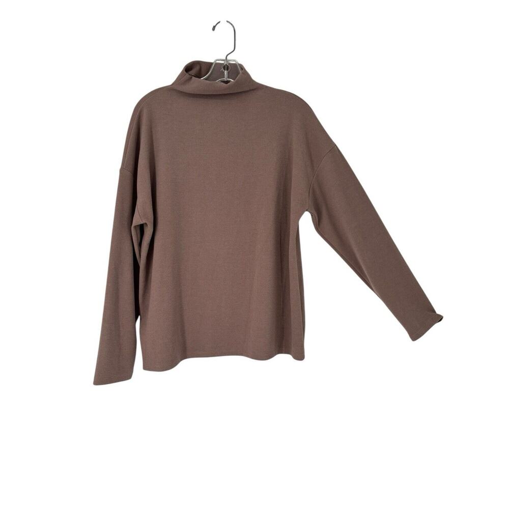Microfleece Mock Neck Top Taupe Cozy Stretch Soft Large Target